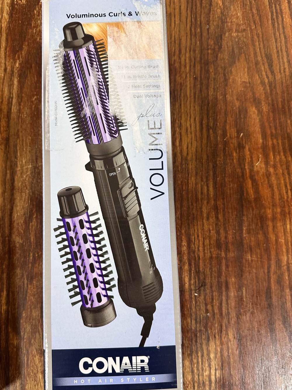 Conair Volumizing Hot Air Brush - Black with Purple Barrels